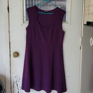 Purple fitted flare dress